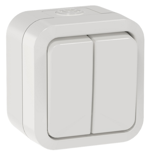 Выключатель 2-клавишный ИЭК TORS TS305 10А IP55 серо-белый