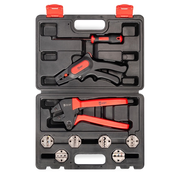 Универсальный набор инструментов КВТ СКМ-1 опрессовка, снятие изоляции c отверткой для замены матриц