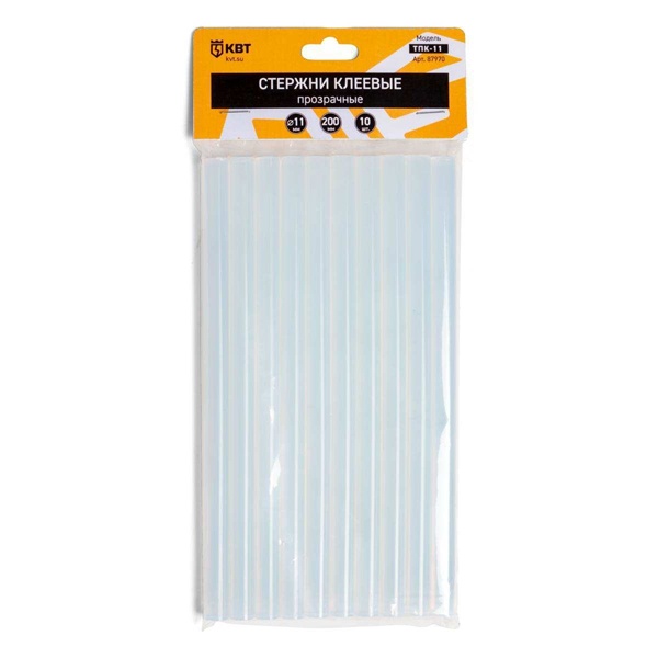 Клеевые стержни КВТ прозрачные ТПК-11 термоплавкие для клеевого пистолета (упак. 10шт.)