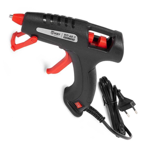 Пистолет клеевой КВТ 40 Вт с диаметром стержня 7 мм КП-40-7 Профи мощностью 40 Вт