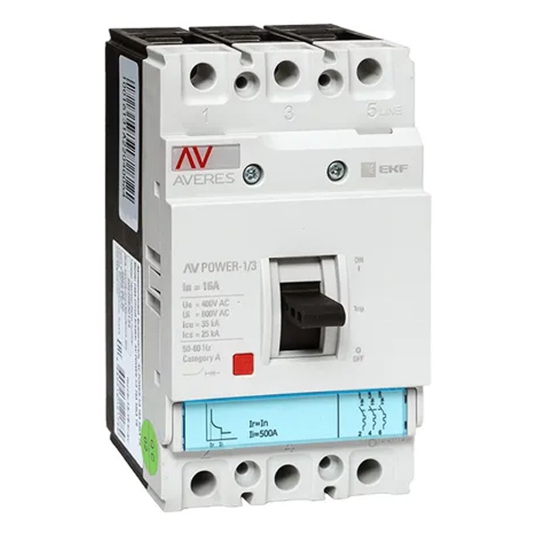Автоматический выключатель EKF AV POWER-1/3 3P 16А расцепител TM 10 xln 35kA TR (автомат электрический)