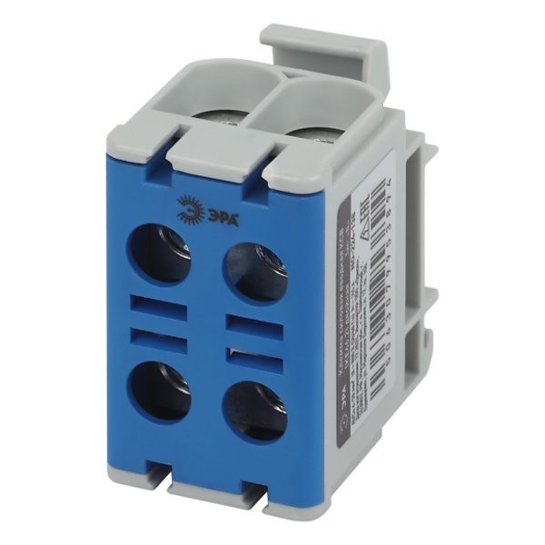 Клеммы силовые вводные КСВ ЭРА NO-224-138 двойная (KE66.2) 6-50 мм2 N синяя