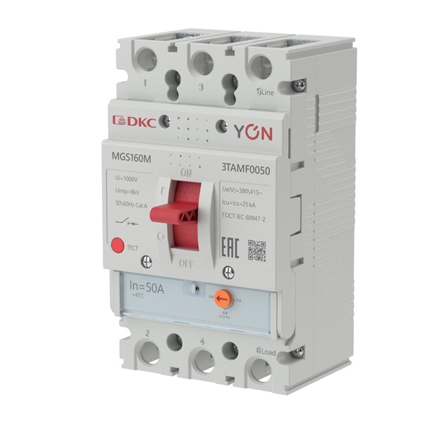 Автоматический выключатель DKC YON MGS160 3P 40-50A регулировка теплового расцепителя 25кА (автомат электрический)