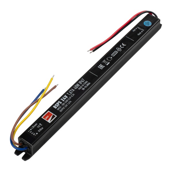 Блок питания для светодиодной ленты JazzWay BSPS 40W 24V 1.67А IP67 270x20x20mm