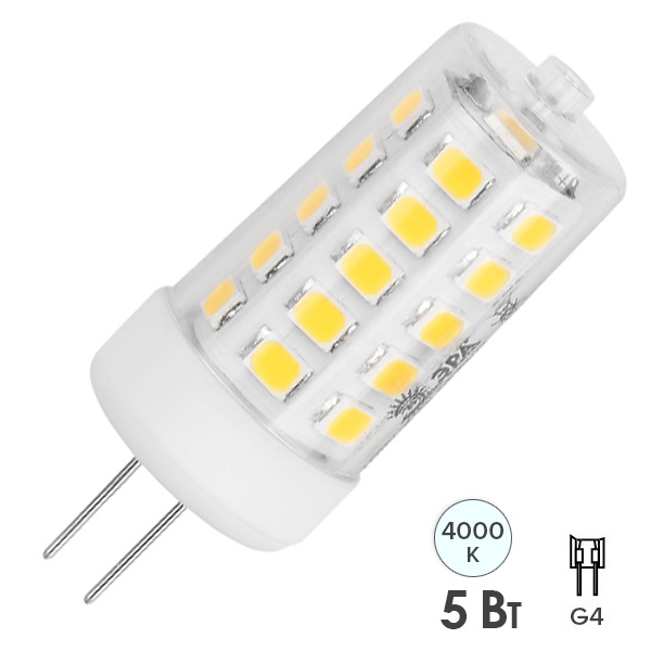 Лампочка светодиодная ЭРА Green Line LED G4 JC 5W 840 12V GL капсула белый свет