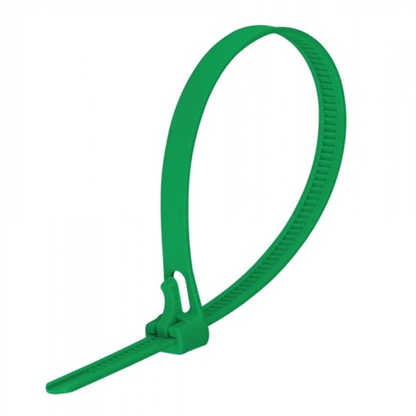 Хомут-стяжка многоразовая  Промрукав 200х7,5мм темно-зеленая [упаковка 50шт]