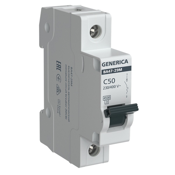 Автоматический выключатель Generica (ИЭК) ВА 47-29М 1Р 50А 4,5кА характеристика С (автомат электрический)
