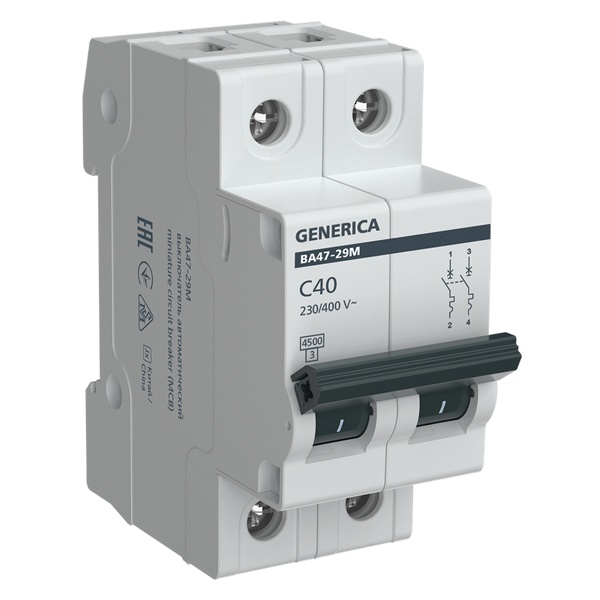 Автоматический выключатель Generica (ИЭК) ВА 47-29М 2Р 40А 4,5кА характеристика С (автомат электрический)
