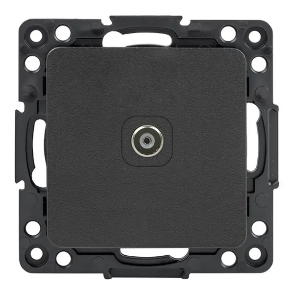 Механизм розетки EKF проходная TV 75Ом 10дБ 5-862МГц Стокгольм черный