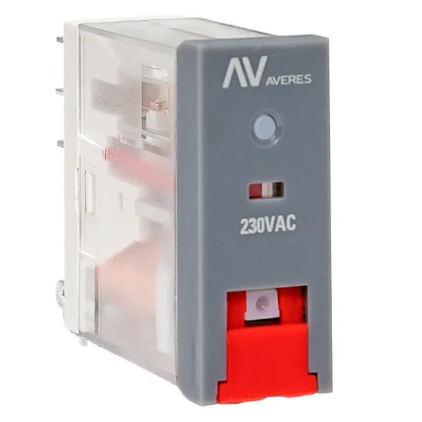 Реле промежуточное с кнопкой и механической индикацией EKF AVERES RPAt 22/2 8A 230В AC
