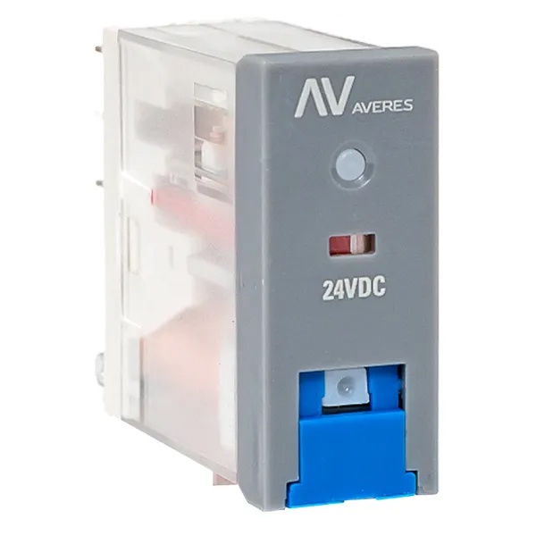 Реле промежуточное с кнопкой и механической индикацией EKF AVERES RPAt 22/2 8A 24В DC