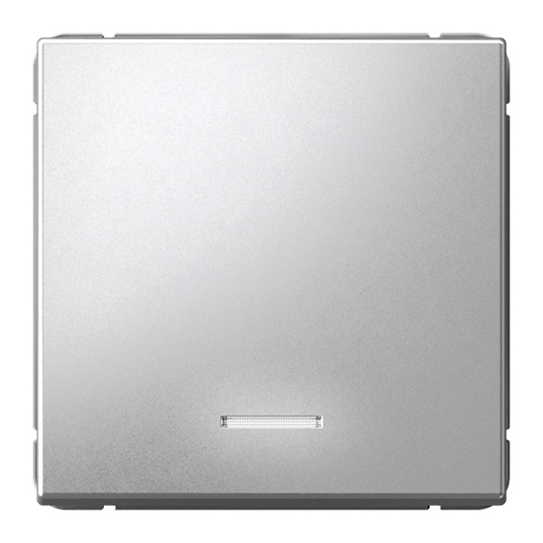 Одноклавишная кнопка без фиксации с подсветкой SE ArtGallery 10А алюминий