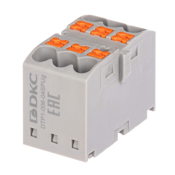Блок распределительный DKC 6 точек подключения 2,5 мм2 зажим push-in серый
