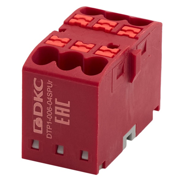 Блок распределительный DKC 6 точек подключения 2,5 мм2 зажим push-in красный