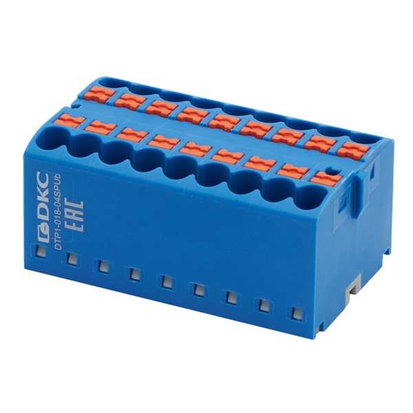 Блок распределительный DKC 18 точек подключения 2,5 мм2 зажим push-in синий