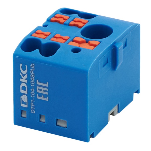 Блок распределительный DKC 1 ввод 6 мм2 4 точки подключения 2,5 мм2 зажим push-in синий