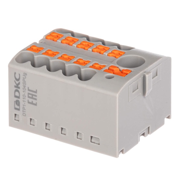 Блок распределительный DKC 1 ввод 6 мм2 10 точек подключения 2,5 мм2 зажим push-in серый