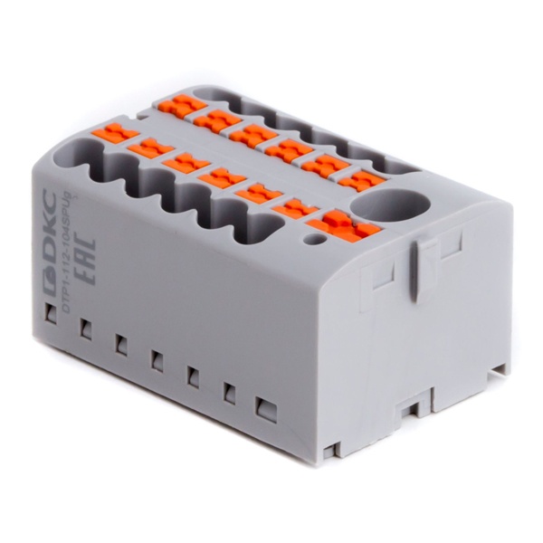 Блок распределительный DKC 1 ввод 6 мм2 12 точек подключения 2.5 мм2 серый