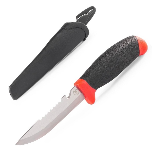 Нож универсальный KF-02 фиксированное лезвие из нержавеющей стали, серейторная заточка и стропорезом