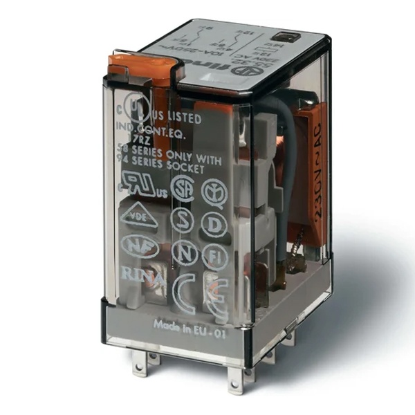 Миниатюрное реле Finder 2СО 10A AgNi 24В AC степень защиты RTI