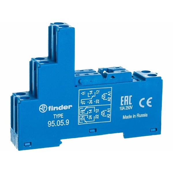 Розетка Finder с винтовыми клеммами (с зажимной клетью) для реле 40.51/52/61/62