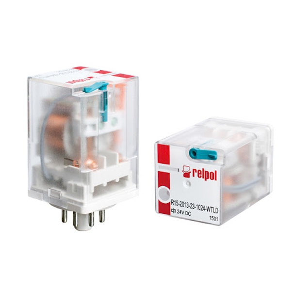 Реле Relpol R15-2013-23-5230-WT 10A 3CO AgNi 230В AC кнопка тест, механический индикатор IP40