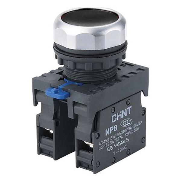 Кнопка управления Chint NP8-11BN/2 без подсветки черная 1НО+1НЗ d22мм IP65