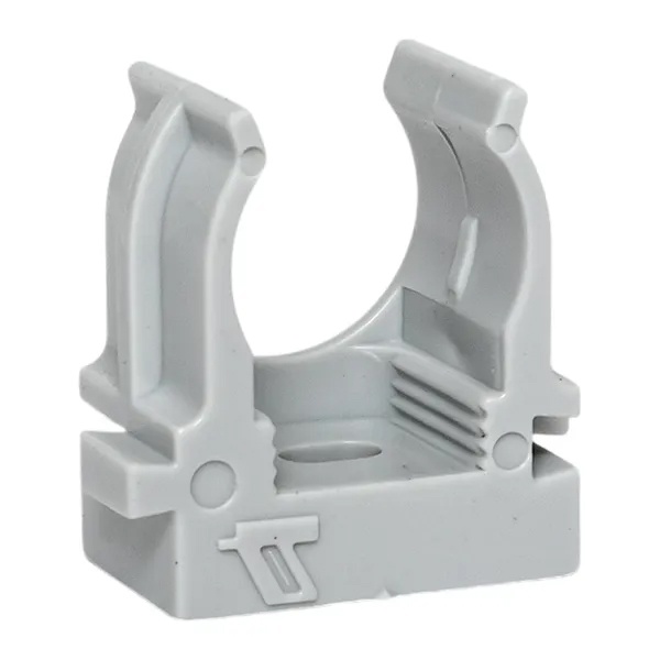 Держатель для труб (клипса) EKF Plast d16мм под монтажный пистолет [упак.100шт] серый