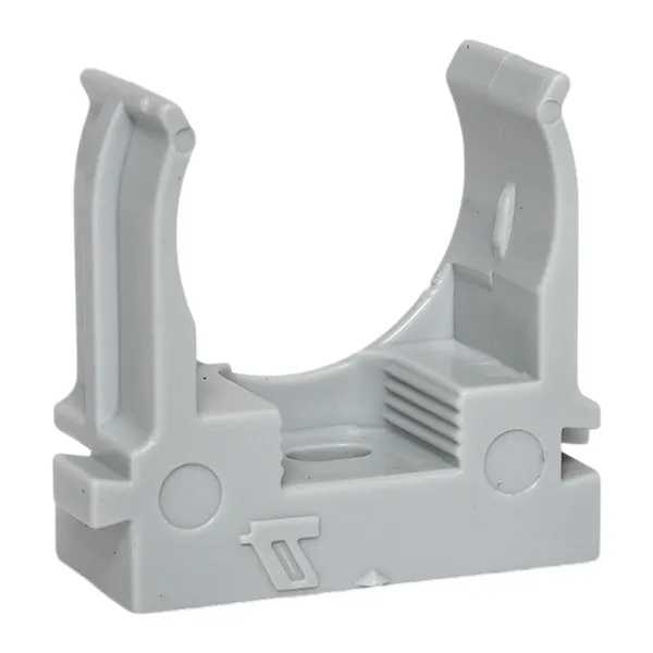 Держатель для труб (клипса) EKF Plast d25мм под монтажный пистолет [упак.100шт] серый