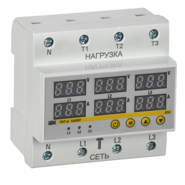 Реле напряжения и тока ИЭК РНТ-д трехфазное 90мм (5м) 63А
