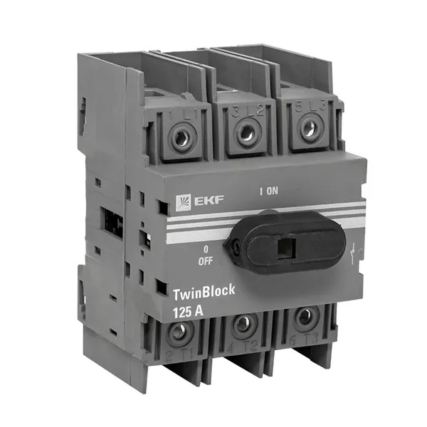 Рубильник EKF PROxima TwinBlock 125A 3P c рукояткой управления для прямой установки (выключатель нагрузки)
