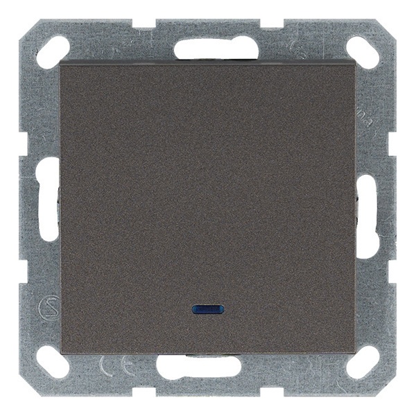 Выключатель одноклавишный c индикацией Jasmart G 10A, мокко