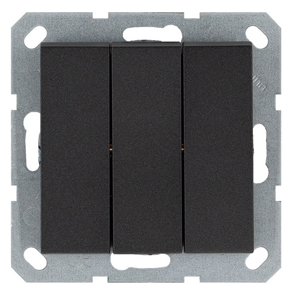 Выключатель трехклавишный Jasmart G 10A, антрацит