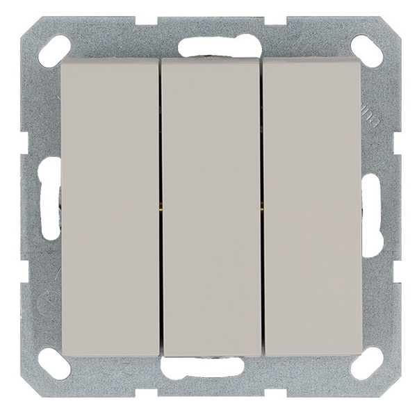 Выключатель трехклавишный Jasmart G 10A, тауп