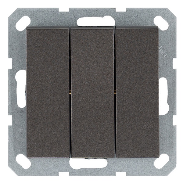 Выключатель трехклавишный Jasmart G 10A, мокко