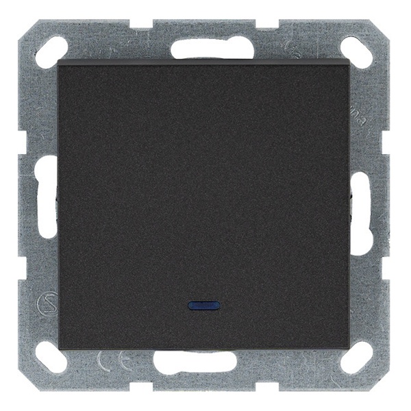 Выключатель одноклавишный проходной c индикацией Jasmart G 10A, антрацит