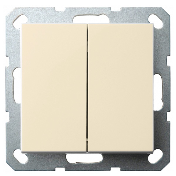 Выключатель двухклавишный проходной Jasmart G 10A, шампань