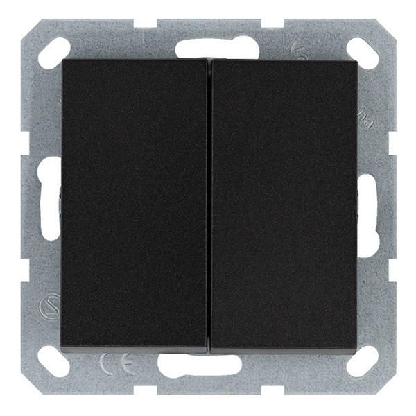 Выключатель двухклавишный перекрестный Jasmart G 10A, антрацит