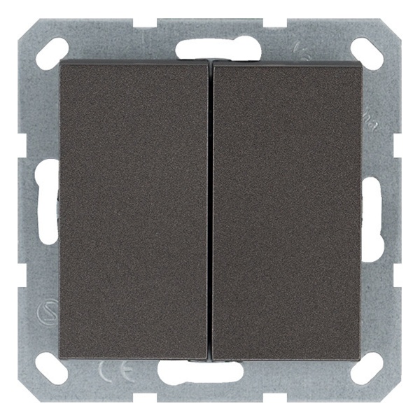 Двухклавишный кнопочный переключатель Jasmart G 10A, мокко