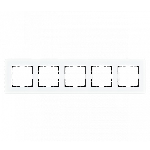 Рамка закругленная Jasmart 5-постовая, стекло матовое белый