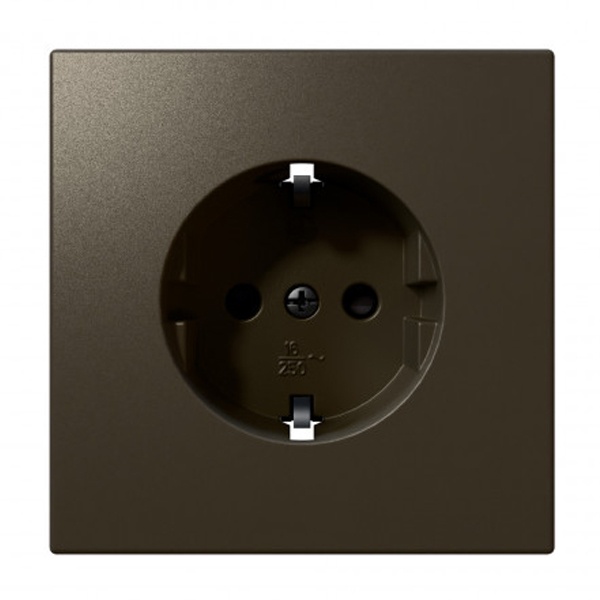 Розетка с заземлением со шторками Jasmart FD 16А, бронза