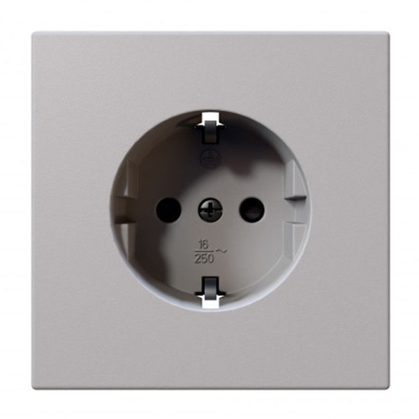 Розетка с заземлением со шторками Jasmart FD 16А, белый матовый (soft touch)