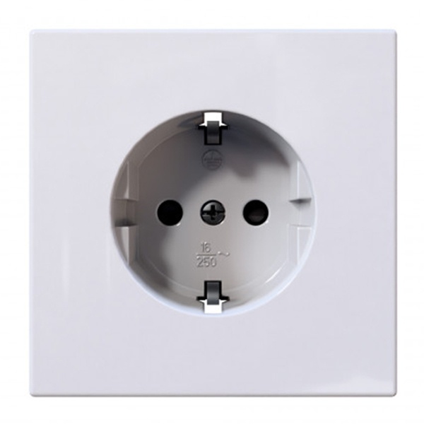 Розетка с заземлением со шторками Jasmart FD 16А, белый глянцевый