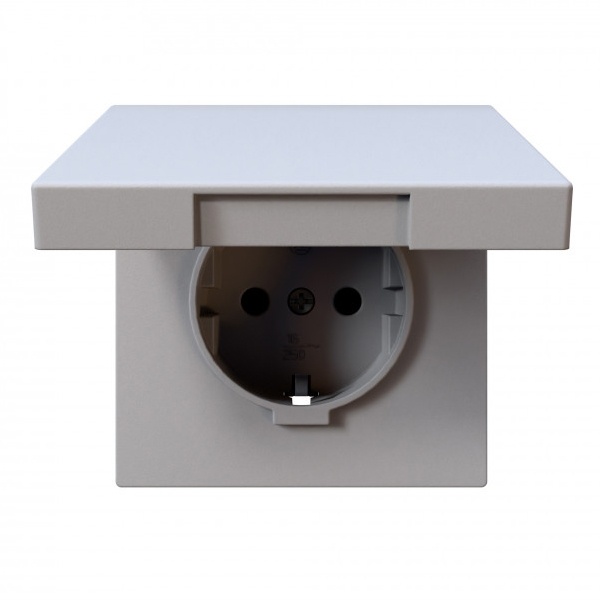 Розетка с заземлением со шторками и крышкой Jasmart FD 16А, белый матовый (soft touch)