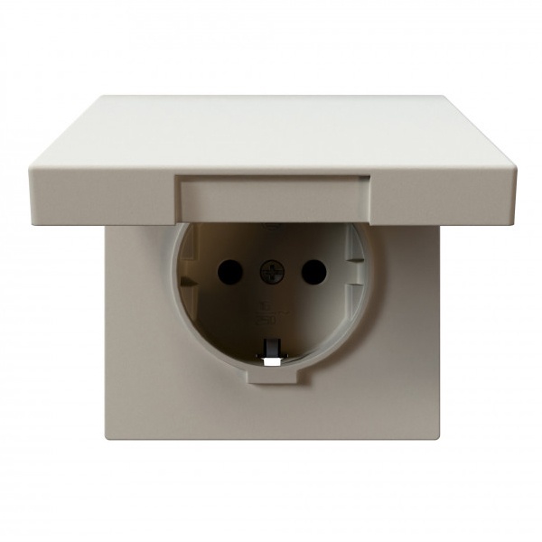 Розетка с заземлением со шторками и крышкой Jasmart FD 16А, Сахара