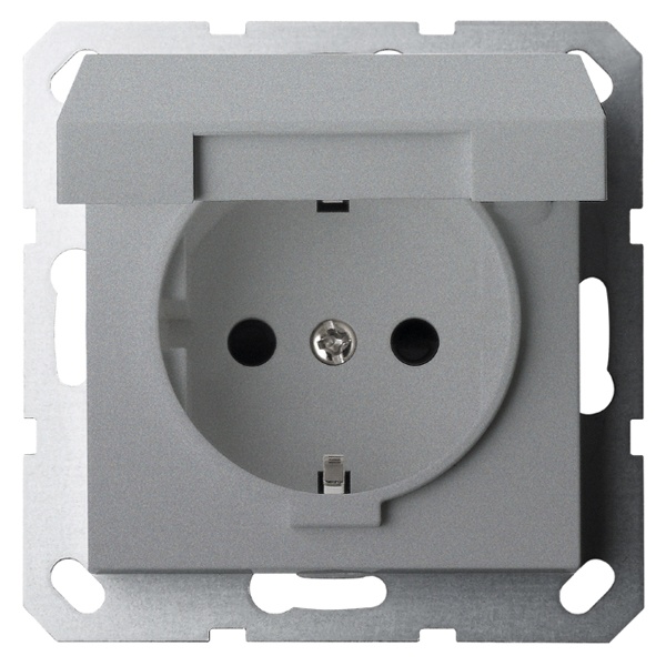 Розетка с заземлением со шторками и крышкой Jasmart G 16А, алюминий