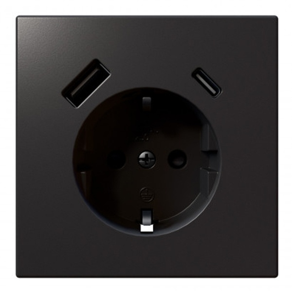 Розетка с заземлением со шторками Jasmart FD 16A USB A+C 25W, никель