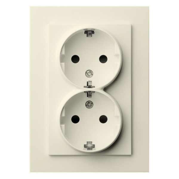 Розетка двойная с заземлением со шторками Jasmart G 16А, слоновая кость (бежевый)