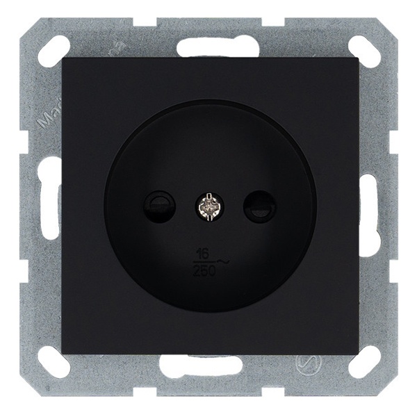 Розетка без заземления со шторками Jasmart G 16А, антрацит