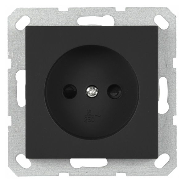 Розетка без заземления со шторками Jasmart G 16А, черный матовый